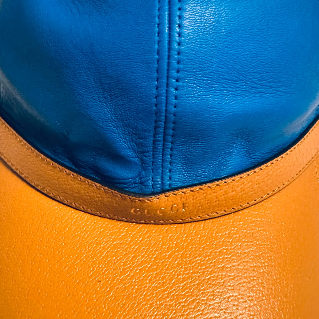 Gucci Blue And Orange Leather Hat
